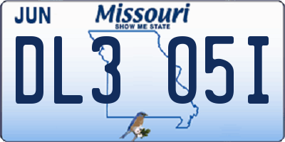 MO license plate DL3O5I