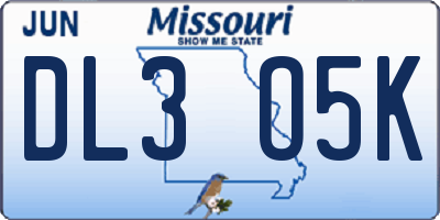 MO license plate DL3O5K
