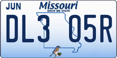 MO license plate DL3O5R