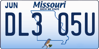 MO license plate DL3O5U