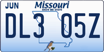 MO license plate DL3O5Z