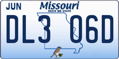 MO license plate DL3O6D