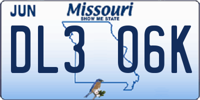 MO license plate DL3O6K