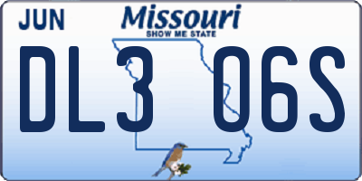 MO license plate DL3O6S