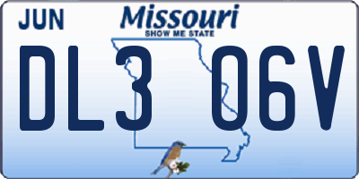 MO license plate DL3O6V