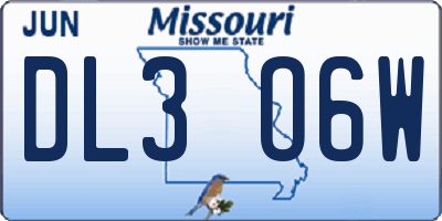 MO license plate DL3O6W