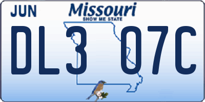MO license plate DL3O7C