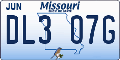 MO license plate DL3O7G