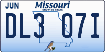 MO license plate DL3O7I