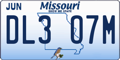 MO license plate DL3O7M