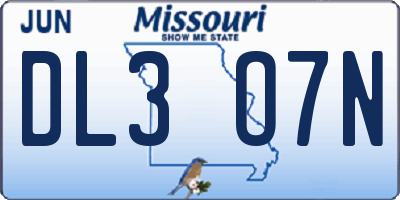 MO license plate DL3O7N
