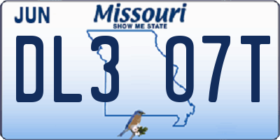 MO license plate DL3O7T