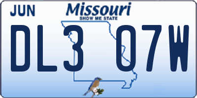 MO license plate DL3O7W
