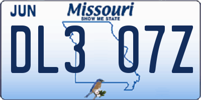 MO license plate DL3O7Z