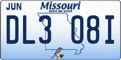 MO license plate DL3O8I