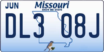 MO license plate DL3O8J