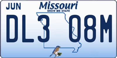 MO license plate DL3O8M