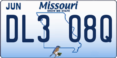 MO license plate DL3O8Q