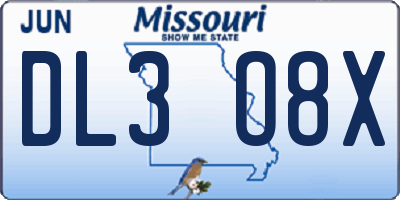 MO license plate DL3O8X