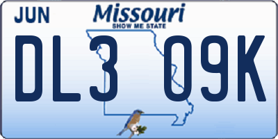 MO license plate DL3O9K