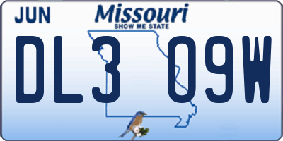 MO license plate DL3O9W