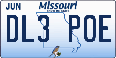 MO license plate DL3P0E