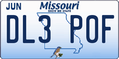 MO license plate DL3P0F