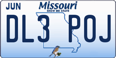 MO license plate DL3P0J