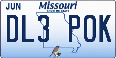 MO license plate DL3P0K