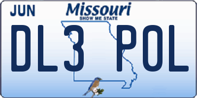 MO license plate DL3P0L
