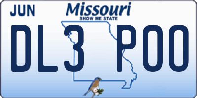 MO license plate DL3P0O