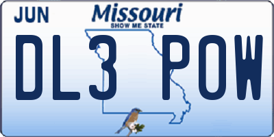 MO license plate DL3P0W