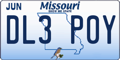 MO license plate DL3P0Y