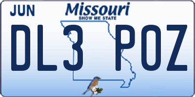 MO license plate DL3P0Z