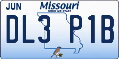 MO license plate DL3P1B