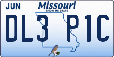 MO license plate DL3P1C