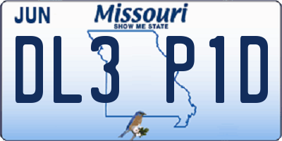 MO license plate DL3P1D