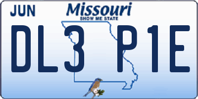 MO license plate DL3P1E