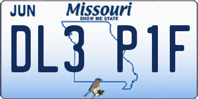 MO license plate DL3P1F