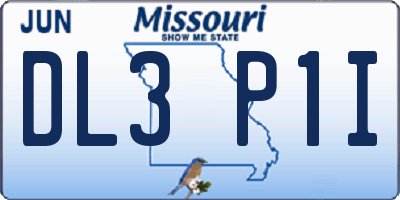MO license plate DL3P1I