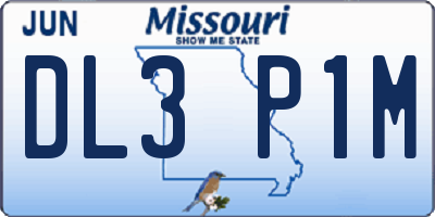 MO license plate DL3P1M