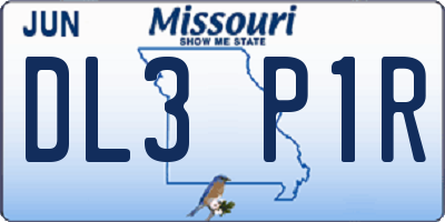 MO license plate DL3P1R
