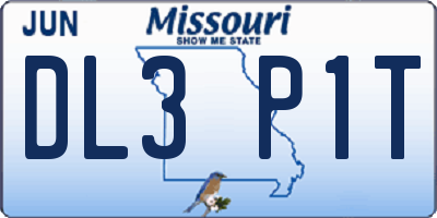 MO license plate DL3P1T
