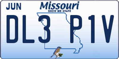 MO license plate DL3P1V