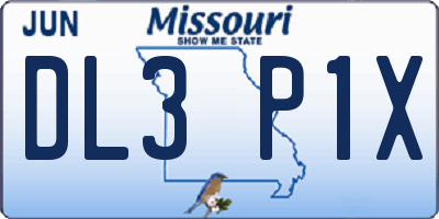 MO license plate DL3P1X