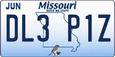 MO license plate DL3P1Z