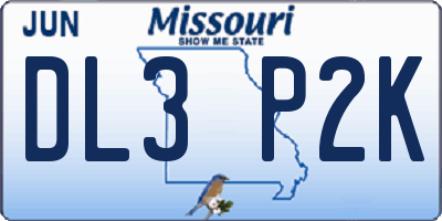 MO license plate DL3P2K