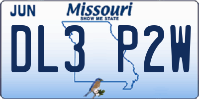 MO license plate DL3P2W