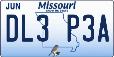 MO license plate DL3P3A