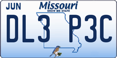 MO license plate DL3P3C